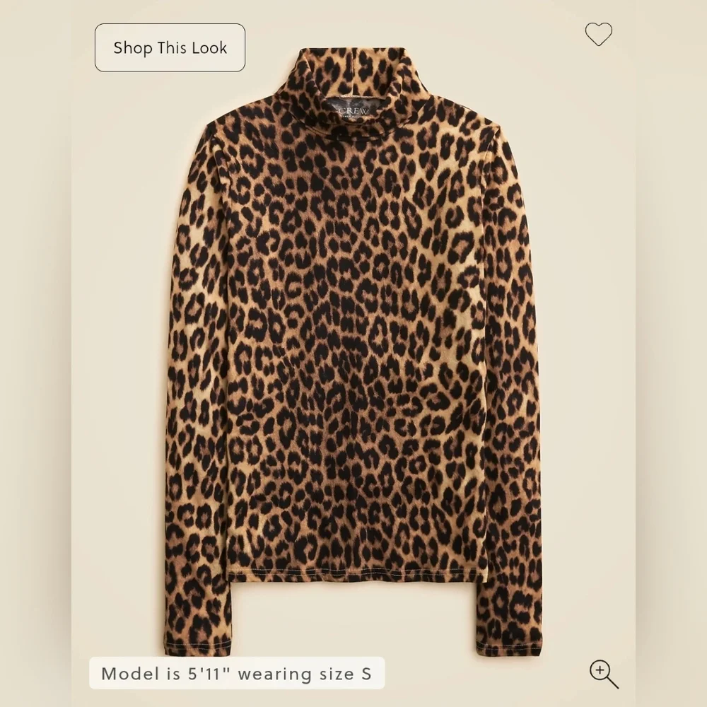 J Crew J Crew New feather jersey turtleneck in leopard print, size L. Worn once. - Picture 7 of 7